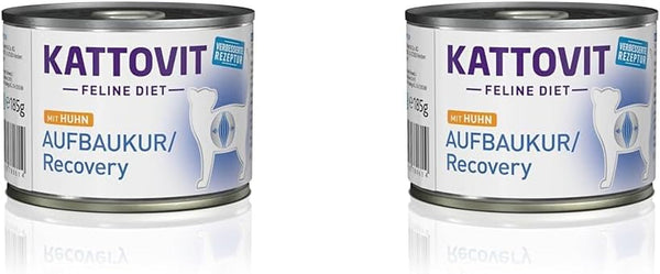 Kattovit - Hrană umedă de recuperare pentru pisici | Hrană dietetică în cutie pentru pisici subponderale, convalescente | Hrană umedă fără gluten pentru pisici adulte | 12 X 185 G Pui