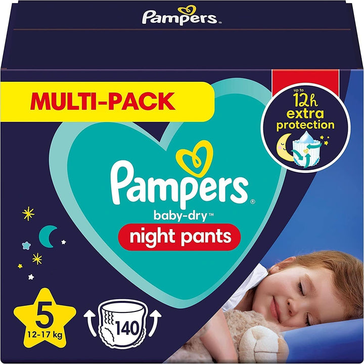 Pampers Night Nappies Pants, pantalonii pentru scutece oferă protecție suplimentară pentru întreaga noapte Mama si Copilul Naty Shop 5 (140 bucati) Clasic