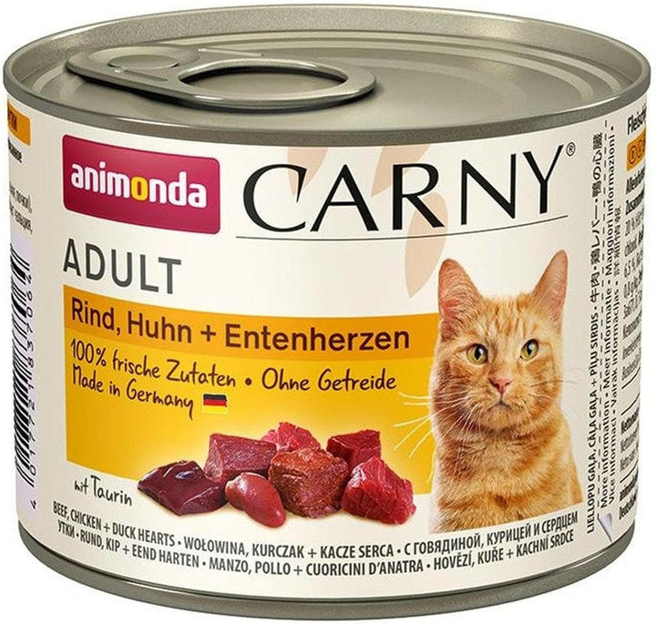 Animonda Carny Adult Hearty Variation (12 X 400 G), hrană umedă pentru pisici adulte, hrană umedă cu 100% ingrediente din carne proaspătă, hrană pentru pisici fără cereale și zahăr