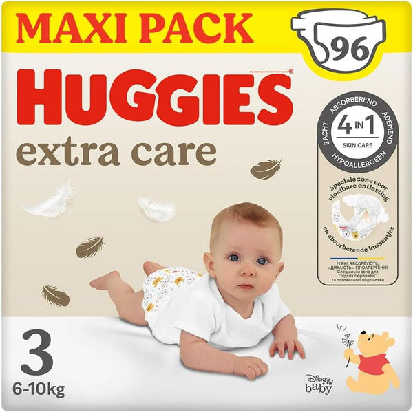 Scutece Huggies Extra Care, mărimea 3 (4-9 kg), pachet de 96 Mama si Copilul Naty Shop