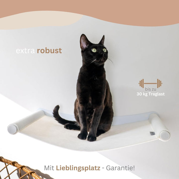 Hamac metalic AZANO® XL pentru pisici | Perete de cățărat de design pentru pisici | Pat de perete pentru pisici | Extra mare și stabil - (Alb)