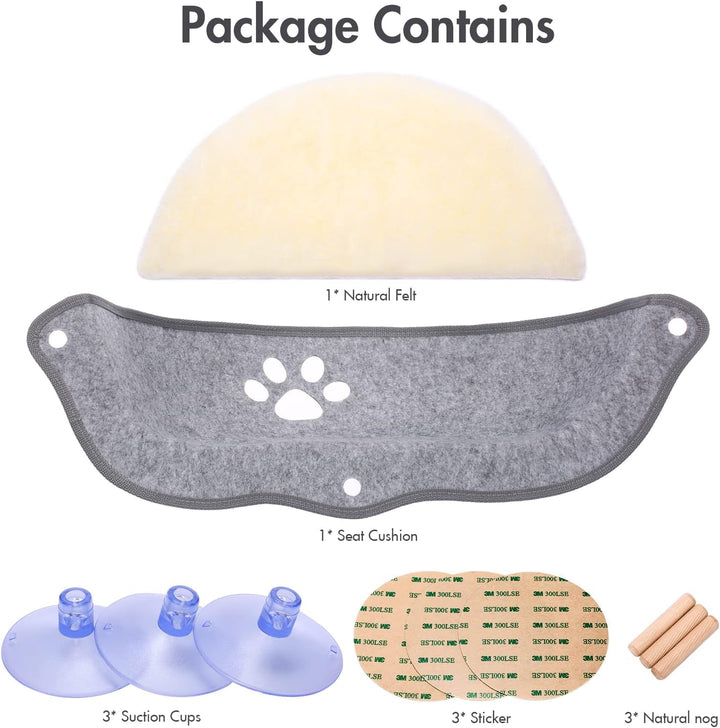 Șezlong pentru pisici, scaune de fereastră cu covorașe și ventuză pentru plajă, până la 20 kg, 70 cm x 29 cm