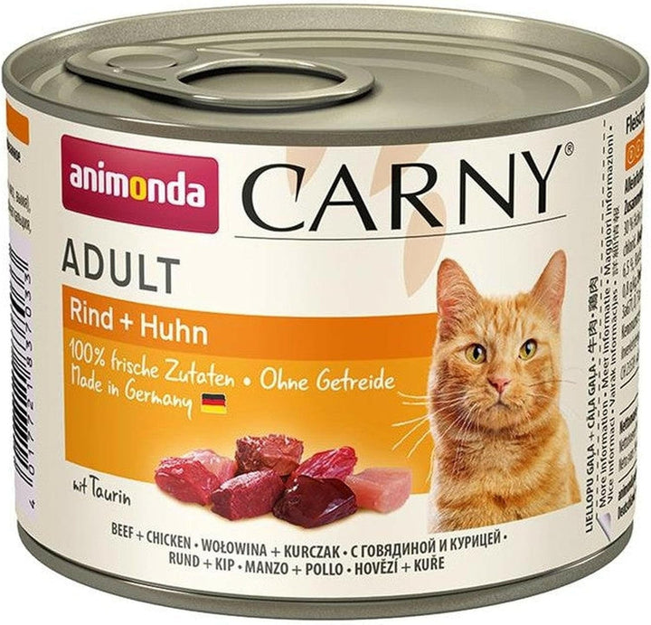 Animonda Carny Adult Hearty Variation (12 X 400 G), hrană umedă pentru pisici adulte, hrană umedă cu 100% ingrediente din carne proaspătă, hrană pentru pisici fără cereale și zahăr