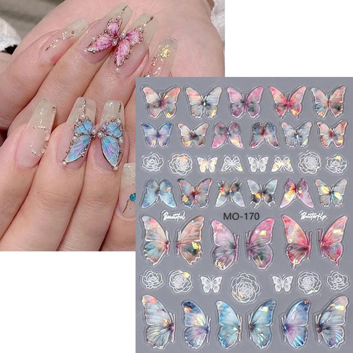 5D în relief fluture unghii autocolante autoadezive fluturi decorare unghii autocolante aurora fluture unghii arta autocolante accesorii unghii design fluture unghii autocolante nail art autocolante