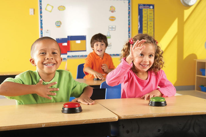 Learning Resources Light & Sound Buzzer jocuri educaționale de la 3 ani Jucărie de întrebări pentru copii cu 4 sunete diferite pentru serile de jocuri și sălile de clasă Jucarii Bebe Naty Shop