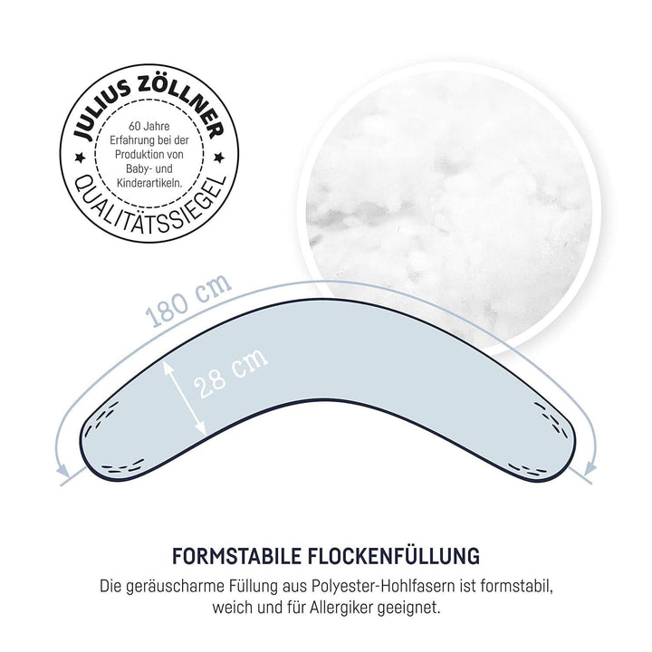 Perna de alaptare Julius Zöllner, umplutura cu fulgi deosebit de confortabila si dulcioasa, bumbac, cca 180 cm Accesorii Hrana si Alaptare Bebe Naty Shop