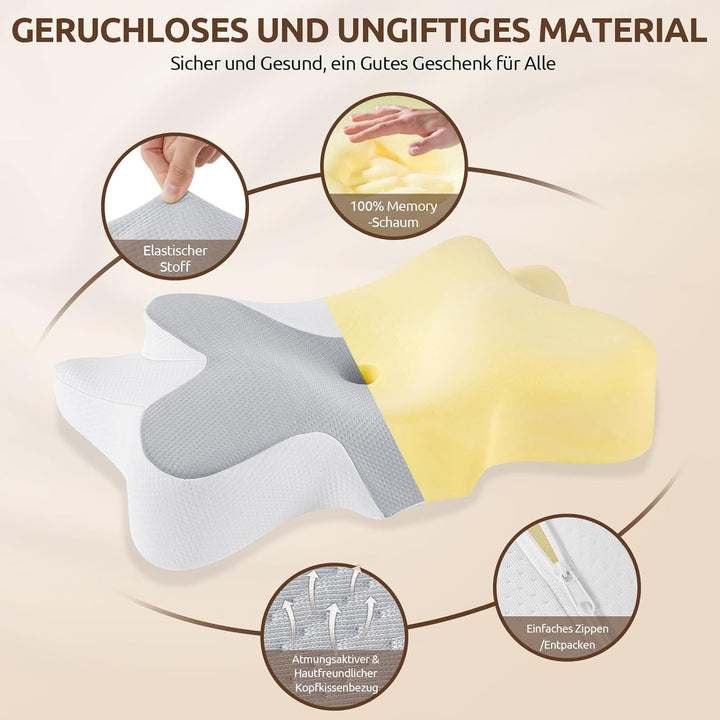 DONAMA gât pernă pernă pernă din spumă de memorie, pernă de dormit pernă de dormit lateral pentru partea din spate și stomac dormitori Perne ortopedice cervicale Naty Shop
