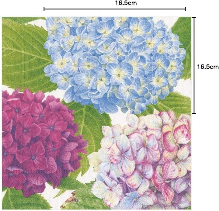 Șervețel Hortensie Garden Luncheon Blue, hârtie, 20 bucăți, 16,5 X 16,5 X 3 Cm