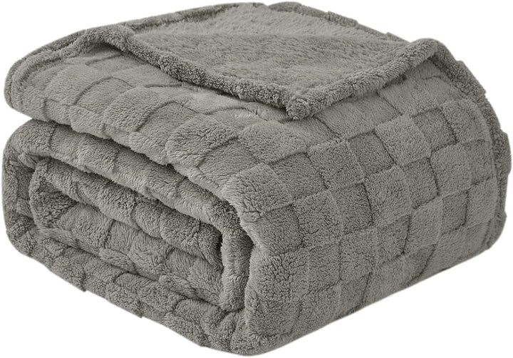 Good Nite Cosy pătură Fluffy Couch Throw pătură Fleece Bedspread Cosy Soft Checked Green pătură primăvară vară toamnă iarnă patru anotimpuri (150X200Cm Olive Green) Paturi si Cuverturi Good Nite Gri 200 X 230 Cm