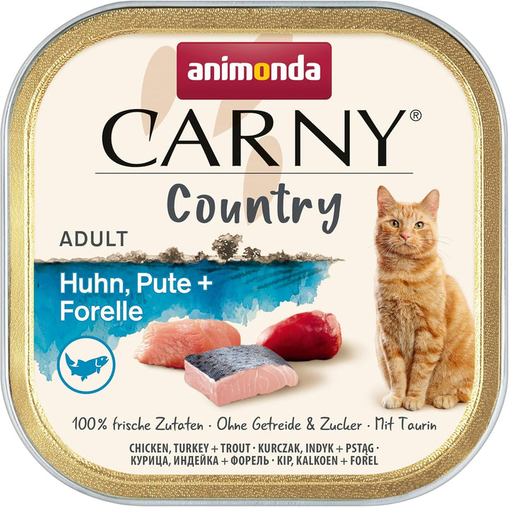 Carny Country Cat Food Wet Home Mix (6 X 100G), hrană umedă pentru pisici de la Animonda fără cereale și zahăr, cu ingrediente din carne proaspătă