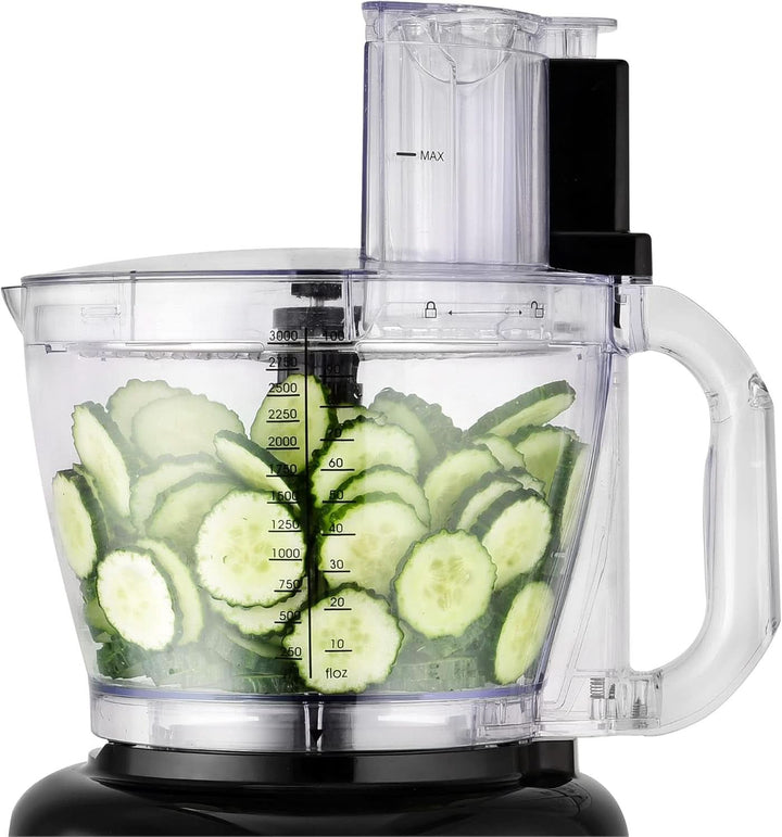 Venga! 8-In-1 Küchenmaschine, 3-L-Schüssel, 1,75-L-Mixbehälter, 2 Geschwindigkeitsstufen, Turbo-Funktion, 1000 W, Schwarz/ Silberfarben, VG HA 3001 Mama si Copilul Naty Shop