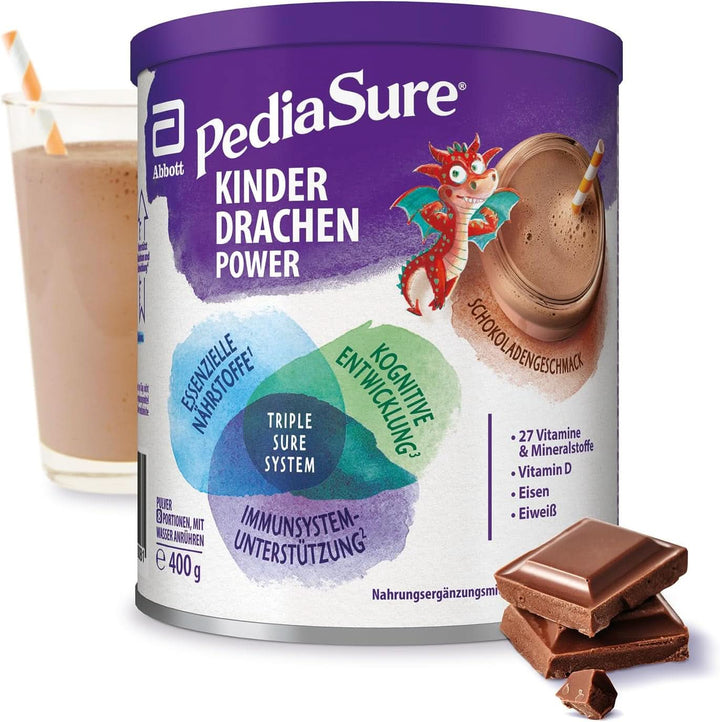 Pediasure Puterea Dragonului, 400 grame, supliment nutritiv delicios pentru copii cu vârsta de 1 an și peste, cu 27 de vitamine și minerale Naty Shop Ciocolata