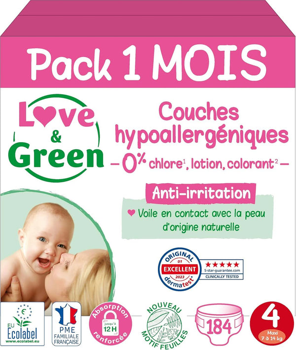 Love & Green, scutece fara clor, pachet pentru 1 luna, marimea 4 Mama si Copilul Naty Shop