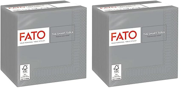 - Șervețele de hârtie de unică folosință, Ideale pentru aperitive și cocktailuri, Pachet de 100 șervețele, Dimensiune 24X24, Pliate 4 ori, 2 straturi, Culoare gri, 100% hârtie din celuloză pură, Certificat Fsc