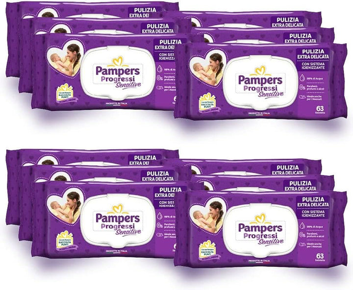 Șervețele Pampers Sensitive 12 pachete x 63 servetele Servetele Umede Bebelusi Naty Shop