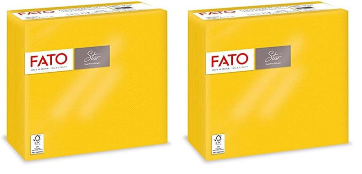 - Șervețele de hârtie de unică folosință, moi și delicate, pachet de 40 de șervețele, dimensiune 38X38 pliate în 4, 2 straturi, culoare galben, 100% hârtie din celuloză pură, certificate FSC (pachet de 2)