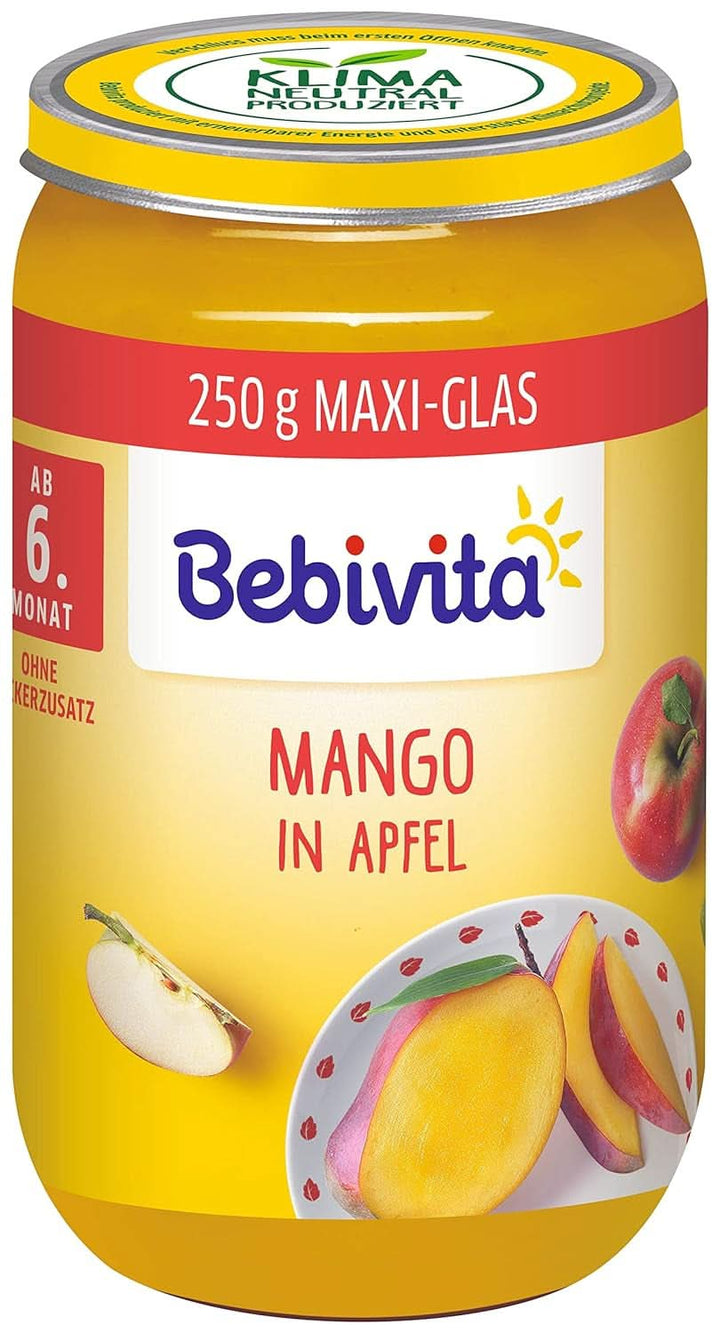 Mango în piure de măr, pachet de 6 (6 x 250 g), mediu Mama si Copilul Naty Shop