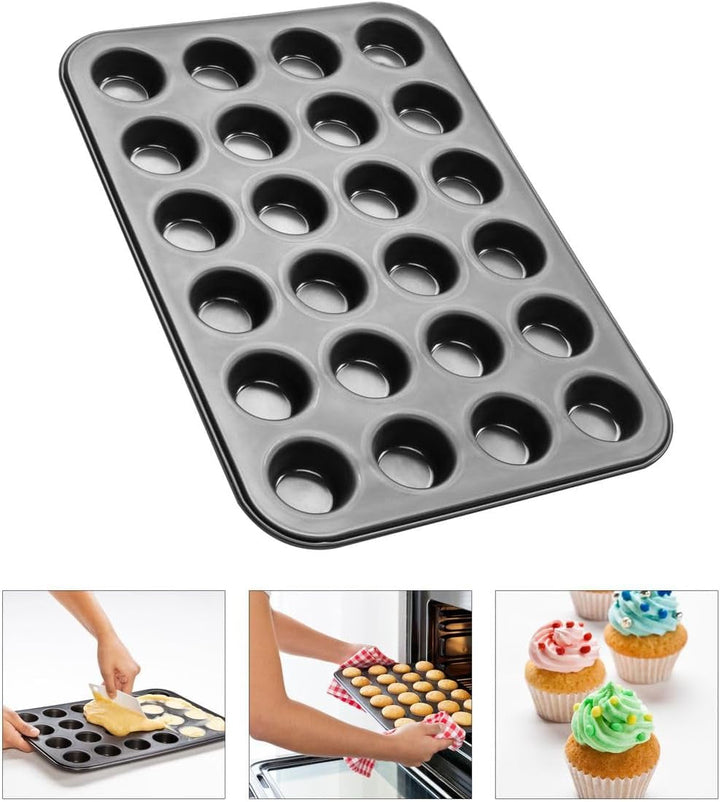 Zenker 6541 Black Metallic 24Er Mini-Muffinform – Antihaftbeschichtet Für Perfekte Mini-Muffins, Ø 4,5 Cm, Made in Germany Matrite si tavi pentru copt Naty Shop