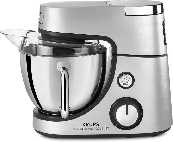 Robot de bucătărie Krups KA631D Master Perfect Gourmet | 1100 wați | 8 viteze | Bol din oțel inoxidabil de 4,6 litri | 5 accesorii: set de coacere, bol flexibil, unitate de mărunțire | oțel inoxidabil periat Mama si Copilul Naty Shop