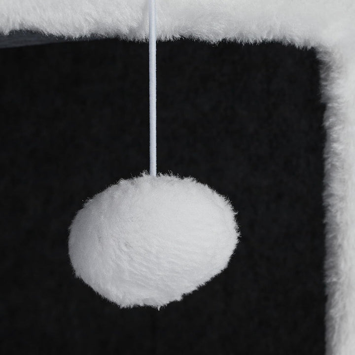 Peșteră Relaxdays pentru pisici, ÎxLxA: 32 x 40 x 40 cm, Zonă de zgâriat, Jucărie pentru pisici, 2 perne pentru pisici, Căsuță pliabilă pentru pisici, Gri