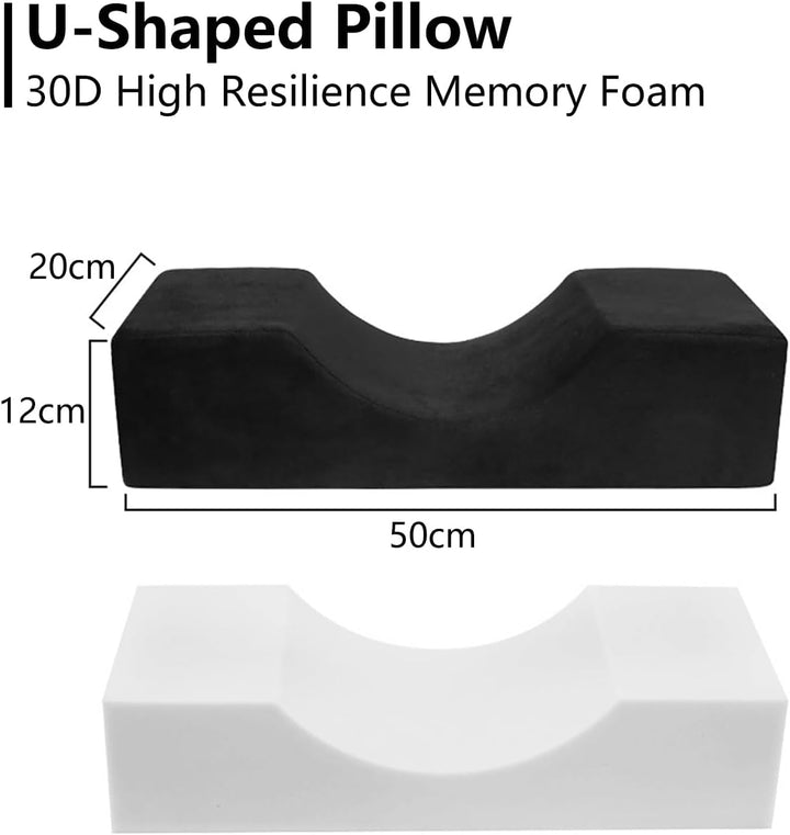 Deciniee pernă de gene în formă de U: pernă ergonomică pentru gât pernă de gene - pernă de flanel pernă de alungire a genelor pentru salon de înfrumusețare la domiciliu Perne ortopedice cervicale Naty Shop