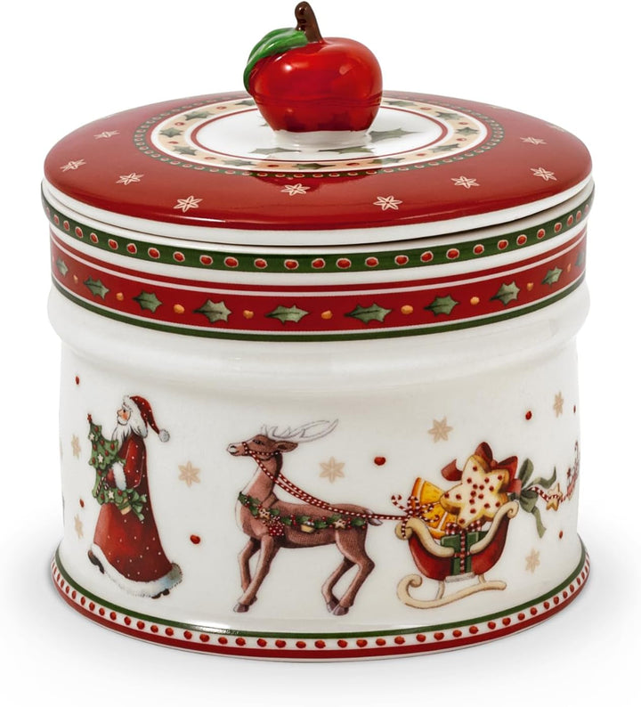 Villeroy & Boch - Winter Bakery Delight Cutie mică de depozitare, cutie ceramică pentru biscuiți de Crăciun, cutie de Crăciun, cutie pentru biscuiți, cutie pentru biscuiți, cutie ceramică cu capac, depozitare dulciuri, porțelan premium Cutii depozitare alimente Naty Shop S