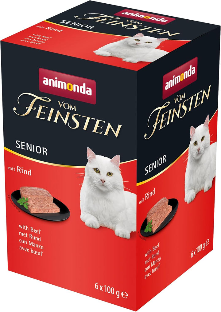 Animonda Vom Feinsten Senior Cat Food Wet Wet Food With Lamb (32 X 100G), Hrană pentru pisici de la 7 ani, Fără cereale Fără zahăr, Cu ingrediente proaspete, din carne