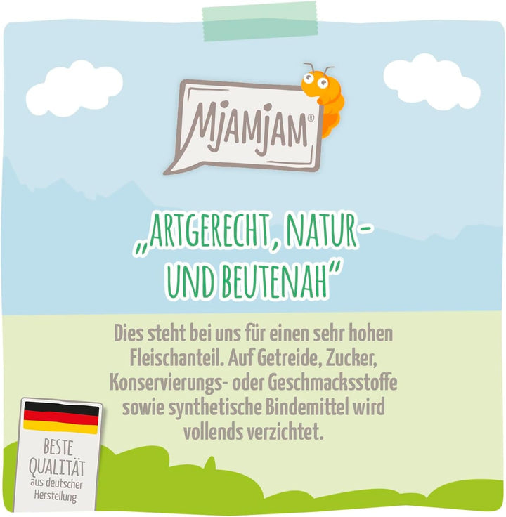 Mjamjam - Hrană umedă premium pentru pisici - Squeeze Insect With Juicy Chicken 125G, 12Pack (12 X 125G), naturală cu extra carne