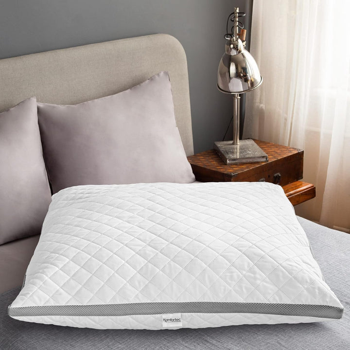 Pernă 40X80 cm din microfibră, pernă lavabilă, pernă respirabilă pentru dormit lateral, pernă de pat pentru alergici și toate pozițiile de dormit, gri Perne standard Naty Shop Gri 80 X 80 Cm