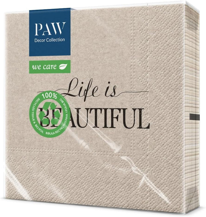 Paw Decor Collection X PAW Decor Collection CM Paper Wipes med 3 lag. 20 stykker. Trykt med vandbaserede farver. Borddekorationer. Nature, Hirsc, PAW_022022, hjorte, 33 x 33 cm (pakke med 3)