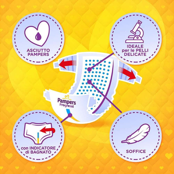 Pampers Progressi nou-nascut, 168 scutece, Marimea 1 (2-5 Kg) Mama si Copilul Naty Shop
