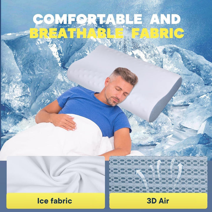 Pernă de gât de răcire pentru ameliorarea durerii de gât, perne din spumă de memorie pentru dormit, pernă cervicală pentru dureri de gât și umăr, pernă de pat ergonomică pernă de susținere a gâtului pentru cei care dorm pe partea din spate a stomacului Perne ortopedice cervicale Naty Shop