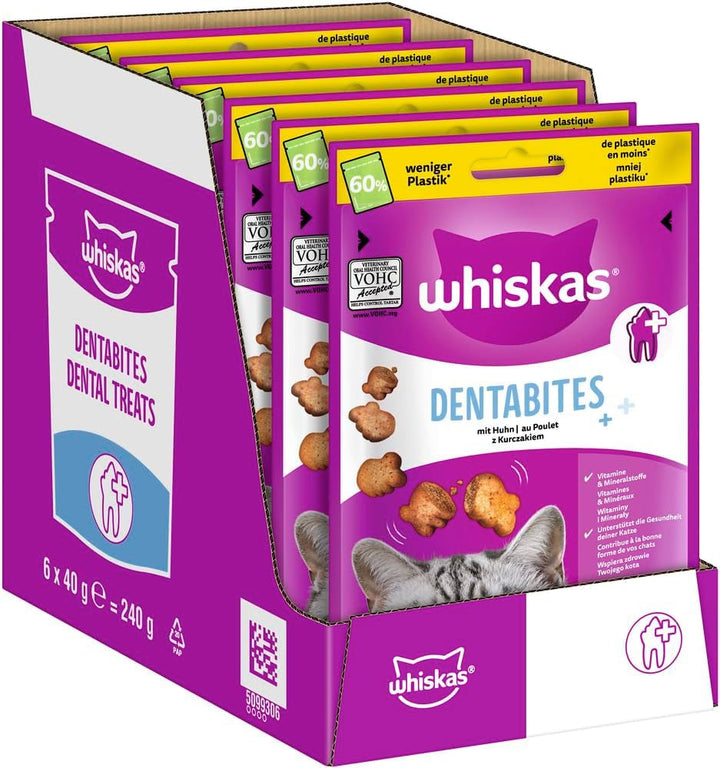 WHISKAS Anti-Hairball Cat Snacks 6 X 50G - Snacks-uri delicioase împotriva bilelor de păr pentru o blană sănătoasă