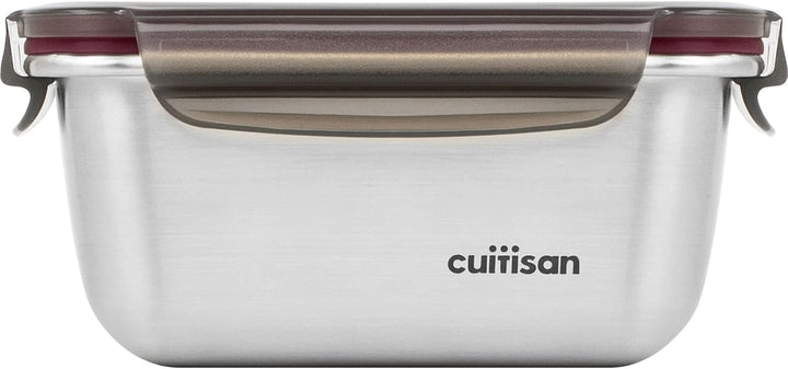 CANDL Cuitisan (Flora) borcan de depozitare a alimentelor din oțel inoxidabil cu capac cu clip, dreptunghiular, potrivit pentru cuptor cu microunde + cuptor, borcan de depozitare, EC7-SS10 2800ml Cutii depozitare alimente Naty Shop 14.8Cm X 10.8Cm X 7.1Cm / 500Ml