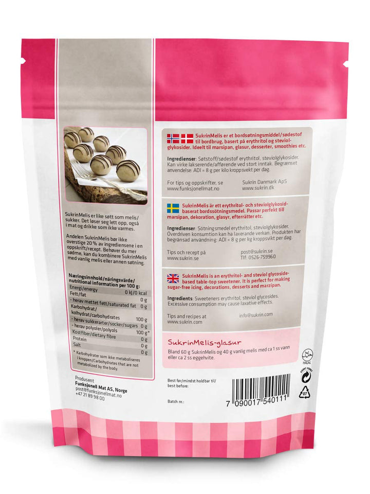 Sukrin Melis Zuckerersatz, Die Natürliche Alternative Zu Puderzucker Ohne Kalorien, 1Er Pack (1 X 400 G) Indulcitori Naty Shop