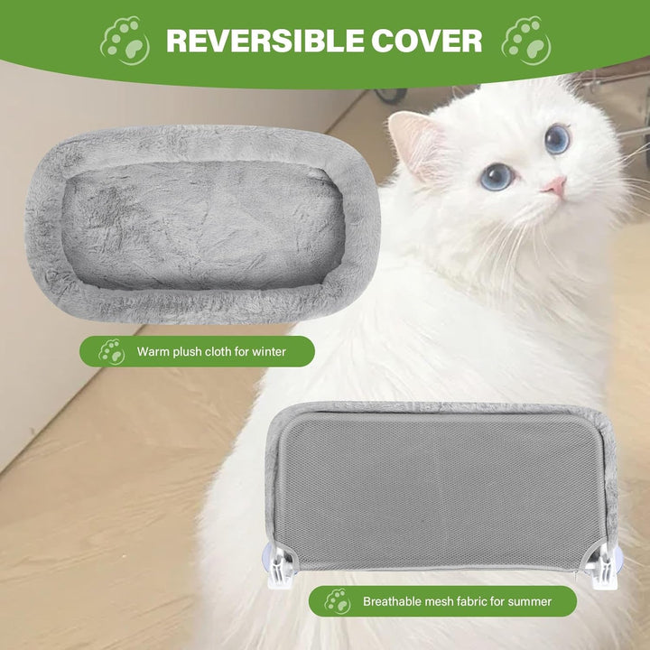 Șezlong pliabil pentru pisici, cu ventuze puternice, 60 x 30 cm, hamac detașabil pentru pisici, capacitate de încărcare de până la 18 kg, pentru ferestre și pervazuri din sticlă, gri