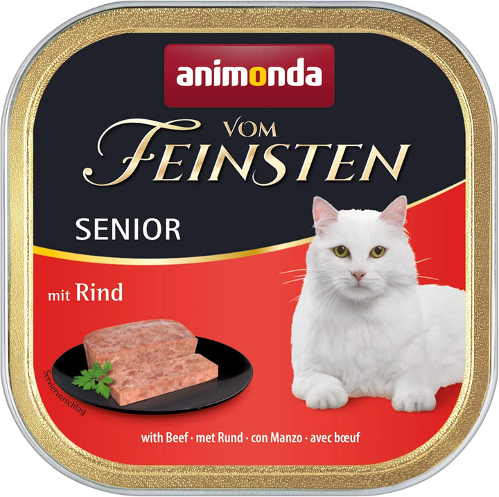 Animonda Vom Feinsten Senior Cat Food Wet Wet Food With Lamb (32 X 100G), Hrană pentru pisici de la 7 ani, Fără cereale Fără zahăr, Cu ingrediente proaspete, din carne