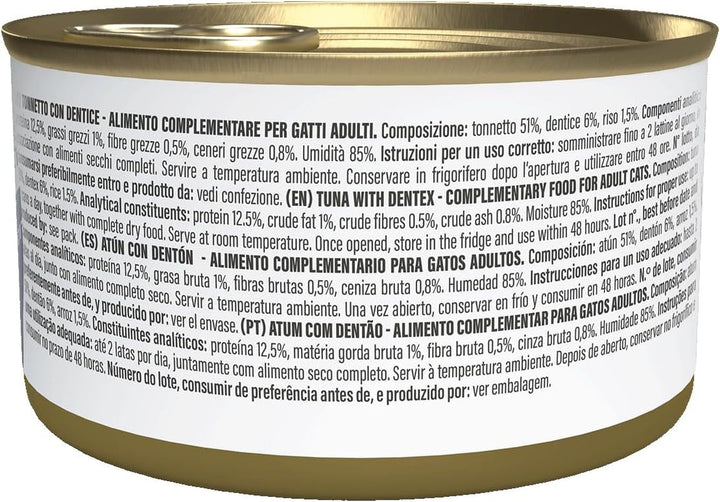 , File de ton cu dinte de jeleu, Hrană umedă complementară pentru pisici, Rețetă originală, 100% naturală, 12 cutii la 70 G