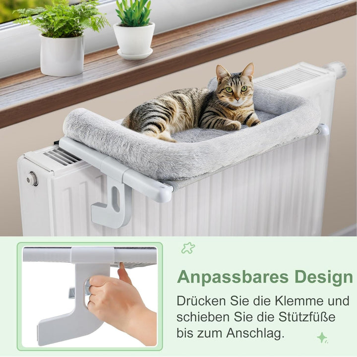 GUUSII HOME Șezlong încălzitor Pisici Șezlong pentru pisici Balcon Pat pentru pisici Pentru marginea patului Șezlong suspendat cu încălzire Pat suspendat Hamac Radiator Pisici Șezlong încălzitor Pisici 55 * 38cm Capacitate 18Kg (Gri, S)