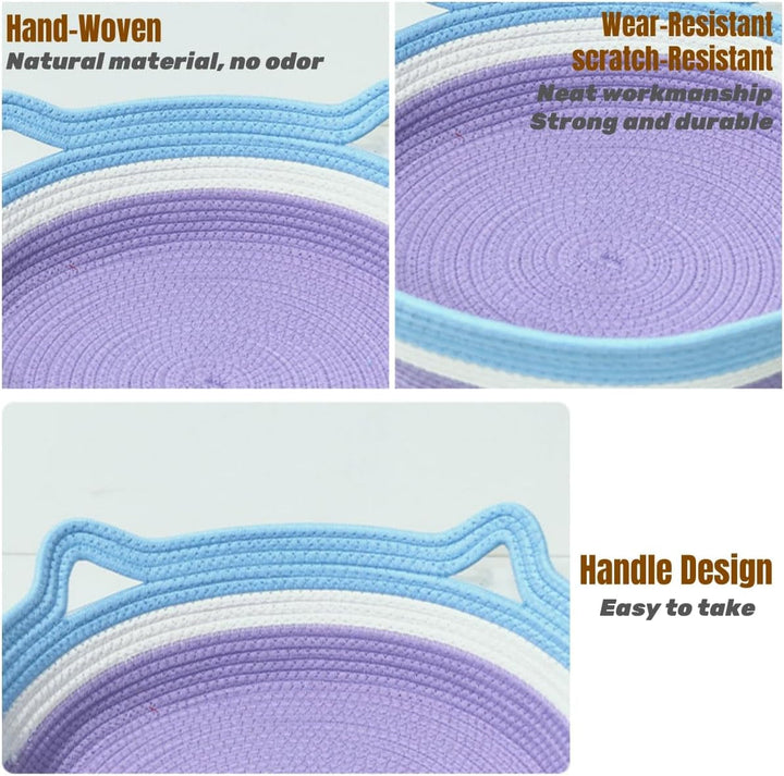 Coș pentru pisici, coș pentru dormit, pat lavabil pentru pisici, coș pentru pisici din frânghie de bumbac, cuib pentru pisici, împletit, pat confortabil pentru câini și pisici în interior