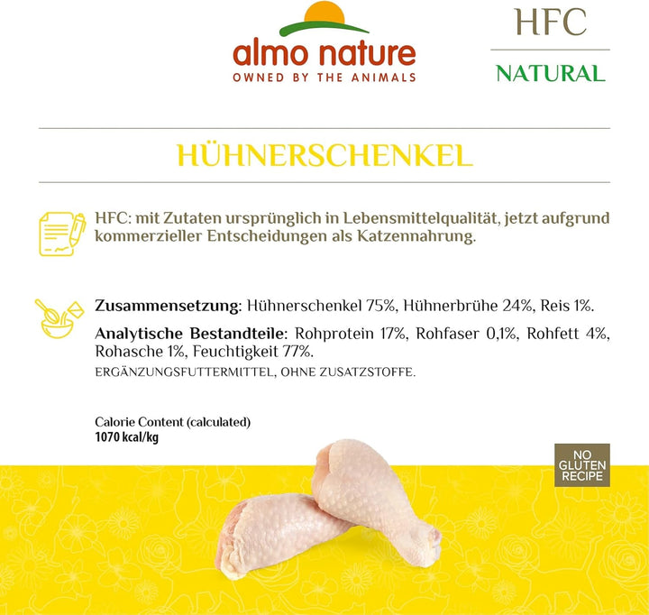 Almo Nature HFC Natural Wet Chicken Thigh Hrană umedă pentru pisici 24Pack (24 X 70G)