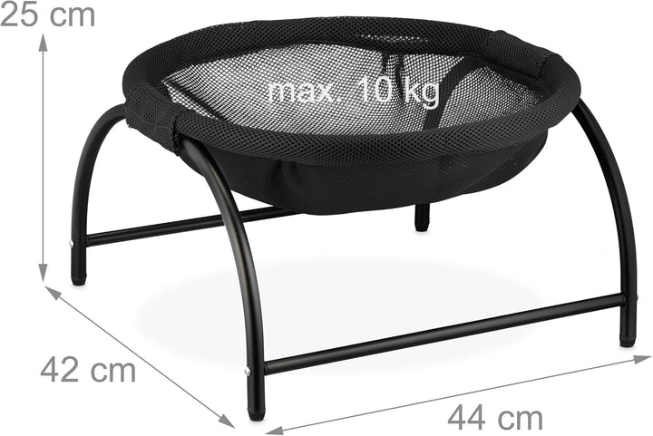 Hamac Relaxdays pentru pisici, scaun suspendat, înălțat, ÎxlxA: 25 x 44 x 42 cm, pat pentru pisici cu suport, negru