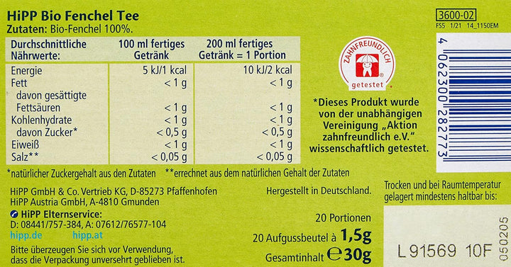 Hipp Organic Tea Drinks Ceai organic de musetel, pachet de 6 (6 x 30 g) Naty Shop