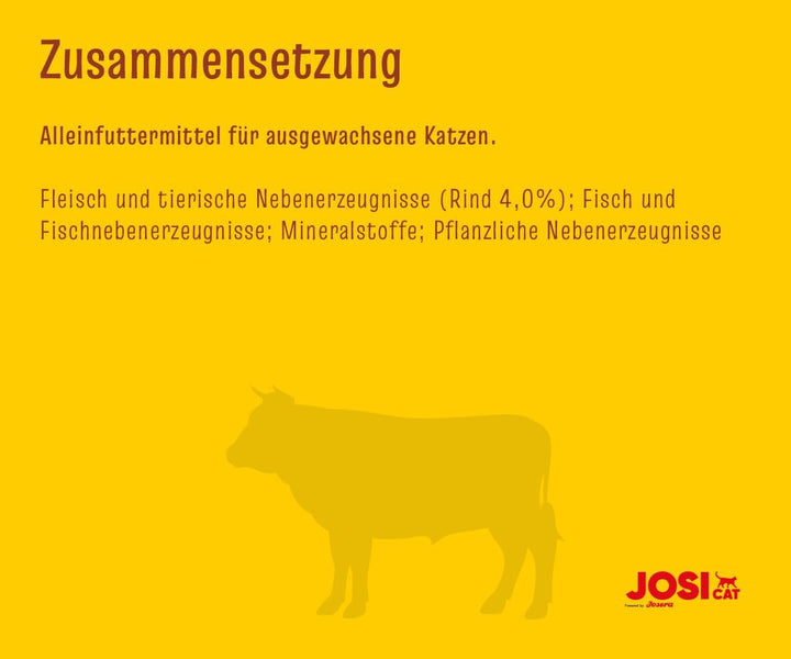 Josicat Beef in Jelly (12 X 400 G) | Adult | Hrană umedă premium pentru pisici adulte | Carne de vită în jeleu | Vitamina D3 & E | Fără cereale | Powered by JOSERA | Hrană umedă pentru pisici | 12-Pack