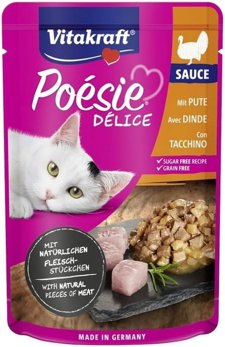 Vitakraft Poésie Délice, hrană umedă pentru pisici, hrană umedă pentru pisici în sos, cu inimă, fără adaos de zahăr și cereale (1X 85G)