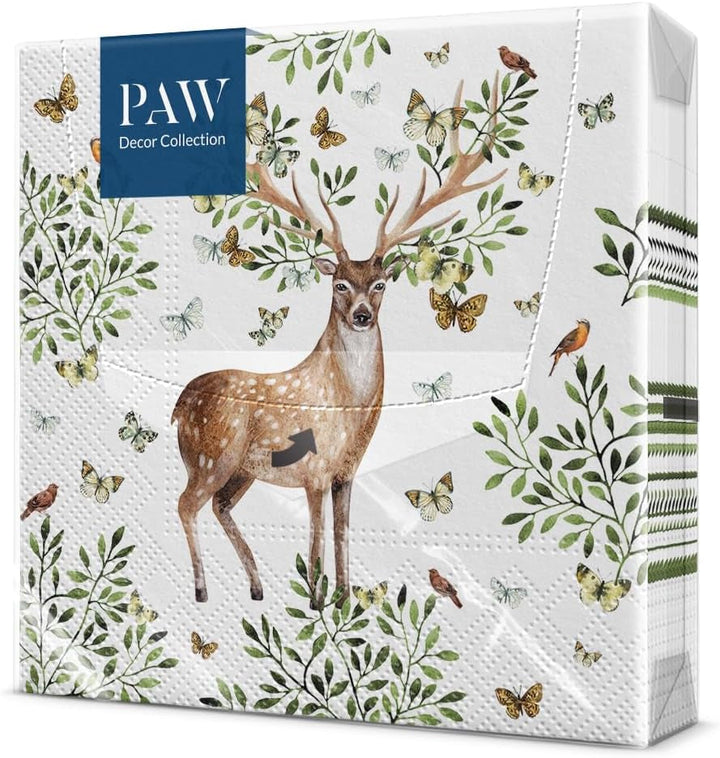 PAW - Șervețele 3 straturi (33 X 33 Cm) I 20 bucăți I Perfect pentru zile de naștere, petreceri, nunți, comuniuni și sărbători I Decorațiuni de masă șervețele de hârtie colorate - Monkey Jungle Fauna & Flora I Monkey Fun