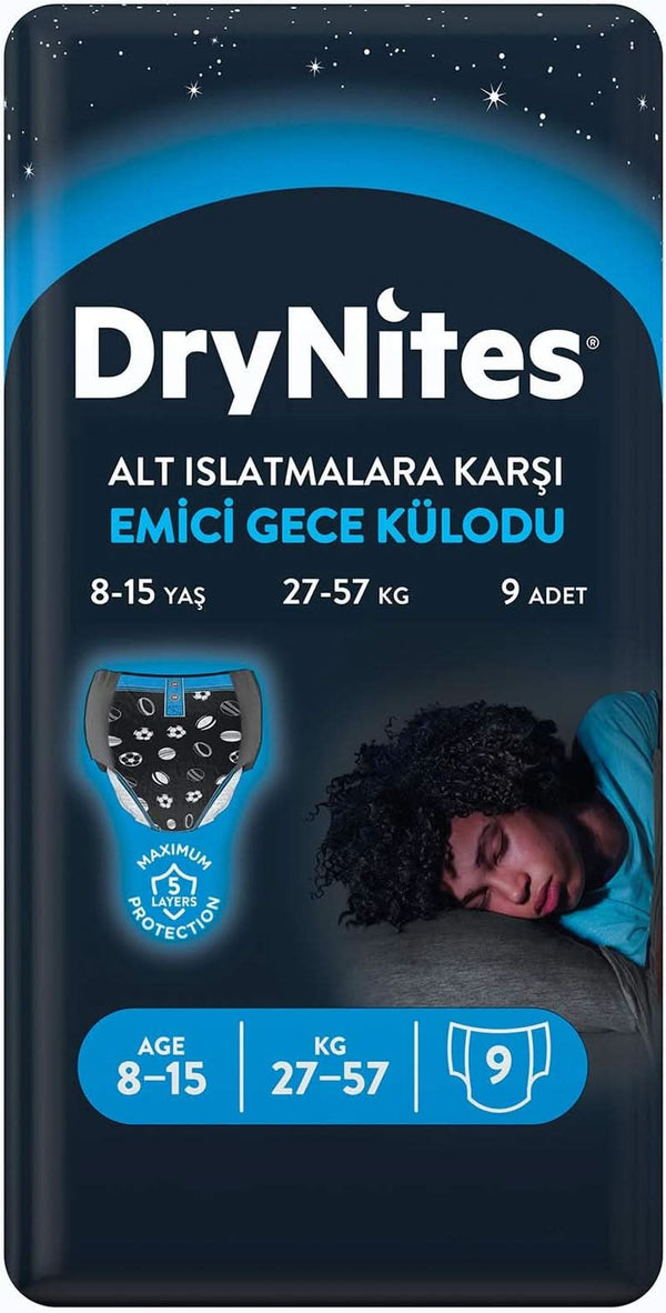 Huggies Drynites Pantaloni de pijama foarte absorbanți Chiloți pentru băieți 8-15 ani, pachet de 9 Mama si Copilul Naty Shop