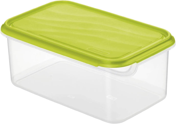 Rotho Rondo borcan pentru păstrarea alimentelor 1.5l cu capac, plastic (PP) fără BPA, transparent/verde, 1.5l (24.0 x 16.0 x 7.5 cm) Cutii depozitare alimente Naty Shop 2L