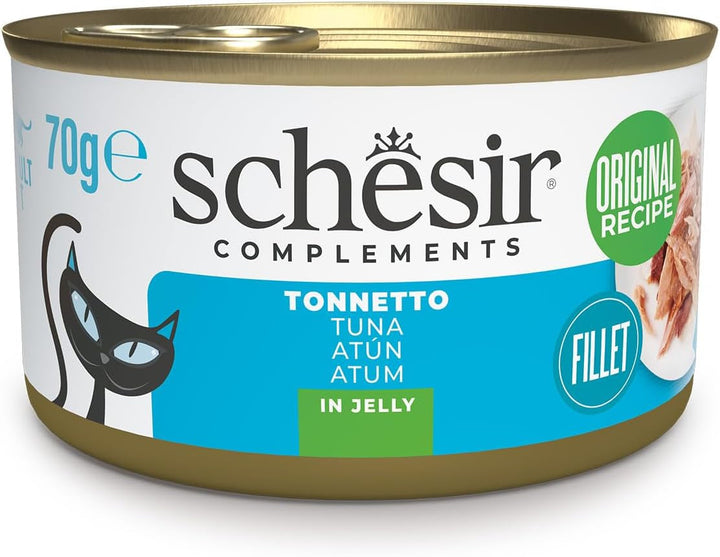 , File de ton în jeleu, Hrană umedă complementară pentru pisici, Rețetă originală, 100% naturală, 12 cutii a câte 70 g