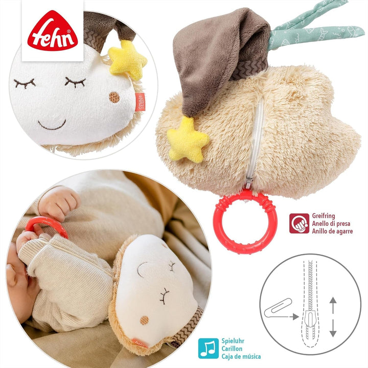 Fehn music box baby sleep aid cloud - jucărie de pluș cu melodie blândă de ajutor pentru somn "Schlaf Kindlein schlaf" - jucărie pentru copii pentru mers și acasă - jucărie muzicală pentru bebeluși și copii mici Jucarii Bebe Naty Shop